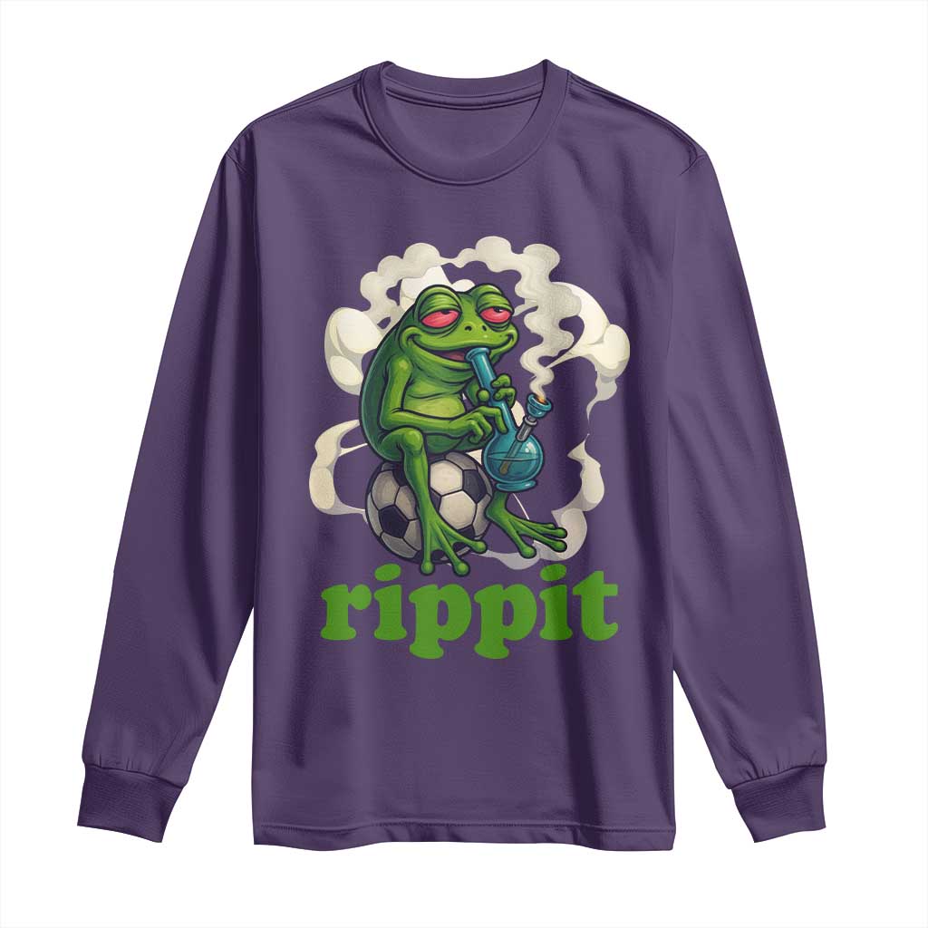 Rippit Stoner Frog Long Sleeve Shirt Smoking Weed Pot Marijuana Cannabis 420 TS14 Purple Print Your Wear