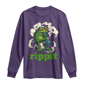 Rippit Stoner Frog Long Sleeve Shirt Smoking Weed Pot Marijuana Cannabis 420 TS14 Purple Print Your Wear