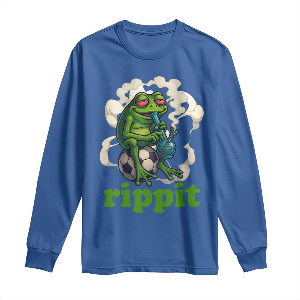 Rippit Stoner Frog Long Sleeve Shirt Smoking Weed Pot Marijuana Cannabis 420 TS14 Royal Blue Print Your Wear