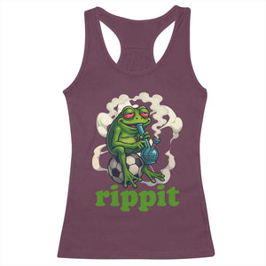 Rippit Stoner Frog Racerback Tank Top Smoking Weed Pot Marijuana Cannabis 420 TS14 Maroon Print Your Wear
