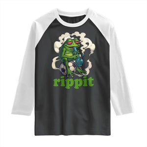 Rippit Stoner Frog Raglan Shirt Smoking Weed Pot Marijuana Cannabis 420 TS14 Black White Print Your Wear