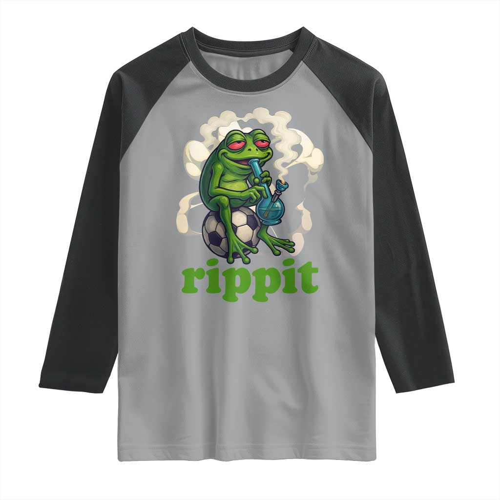 Rippit Stoner Frog Raglan Shirt Smoking Weed Pot Marijuana Cannabis 420 TS14 Sport Gray Black Print Your Wear