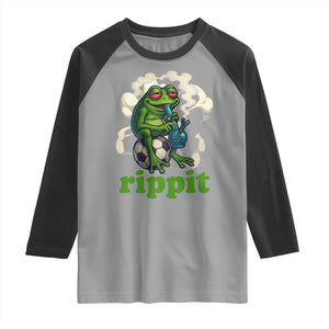 Rippit Stoner Frog Raglan Shirt Smoking Weed Pot Marijuana Cannabis 420 TS14 Sport Gray Black Print Your Wear