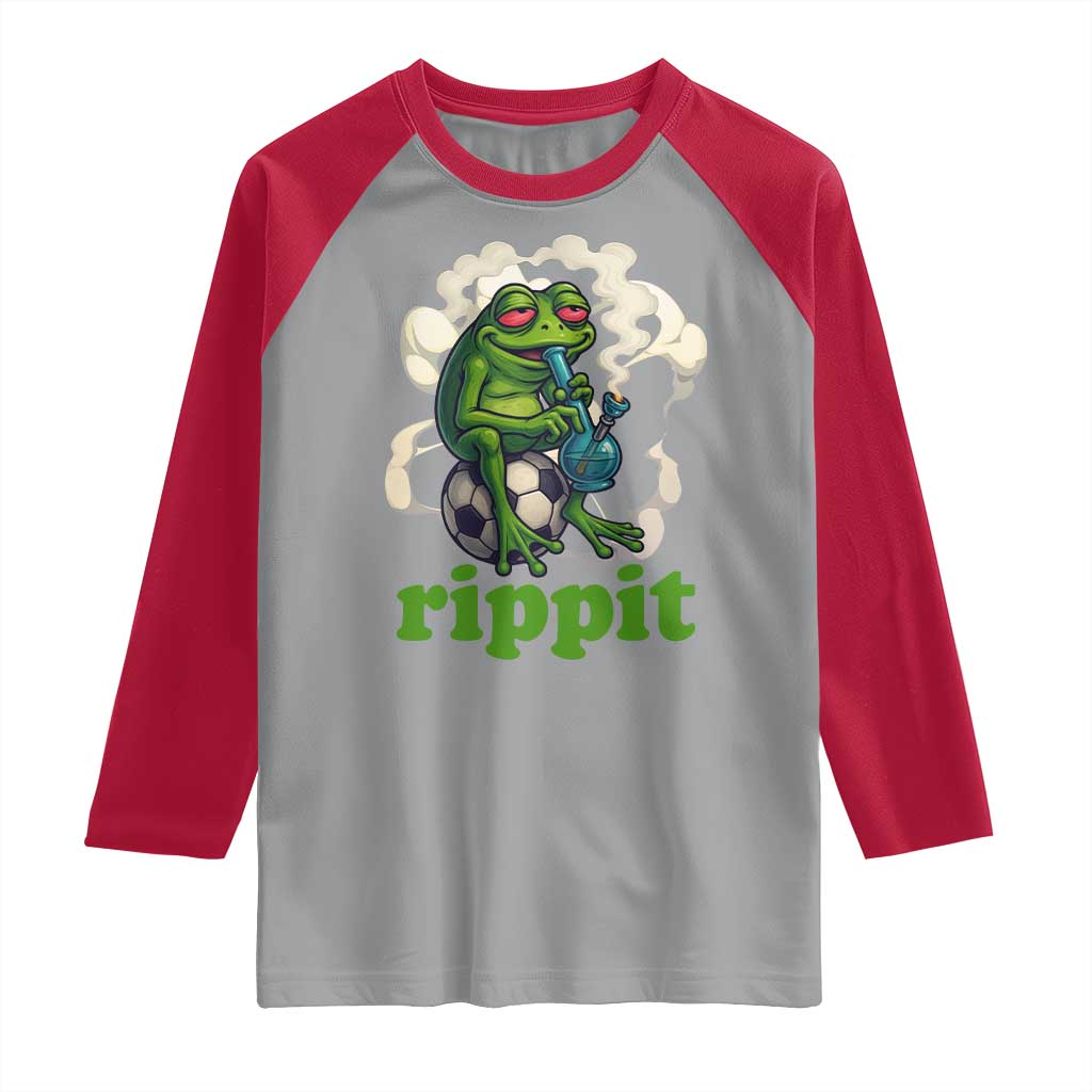 Rippit Stoner Frog Raglan Shirt Smoking Weed Pot Marijuana Cannabis 420 TS14 Sport Gray Red Print Your Wear