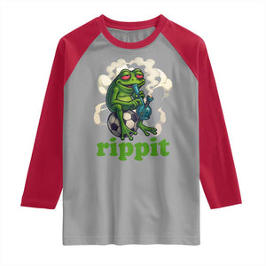 Rippit Stoner Frog Raglan Shirt Smoking Weed Pot Marijuana Cannabis 420 TS14 Sport Gray Red Print Your Wear