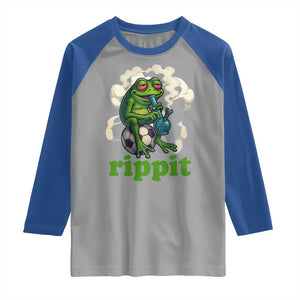 Rippit Stoner Frog Raglan Shirt Smoking Weed Pot Marijuana Cannabis 420 TS14 Sport Gray Royal Print Your Wear