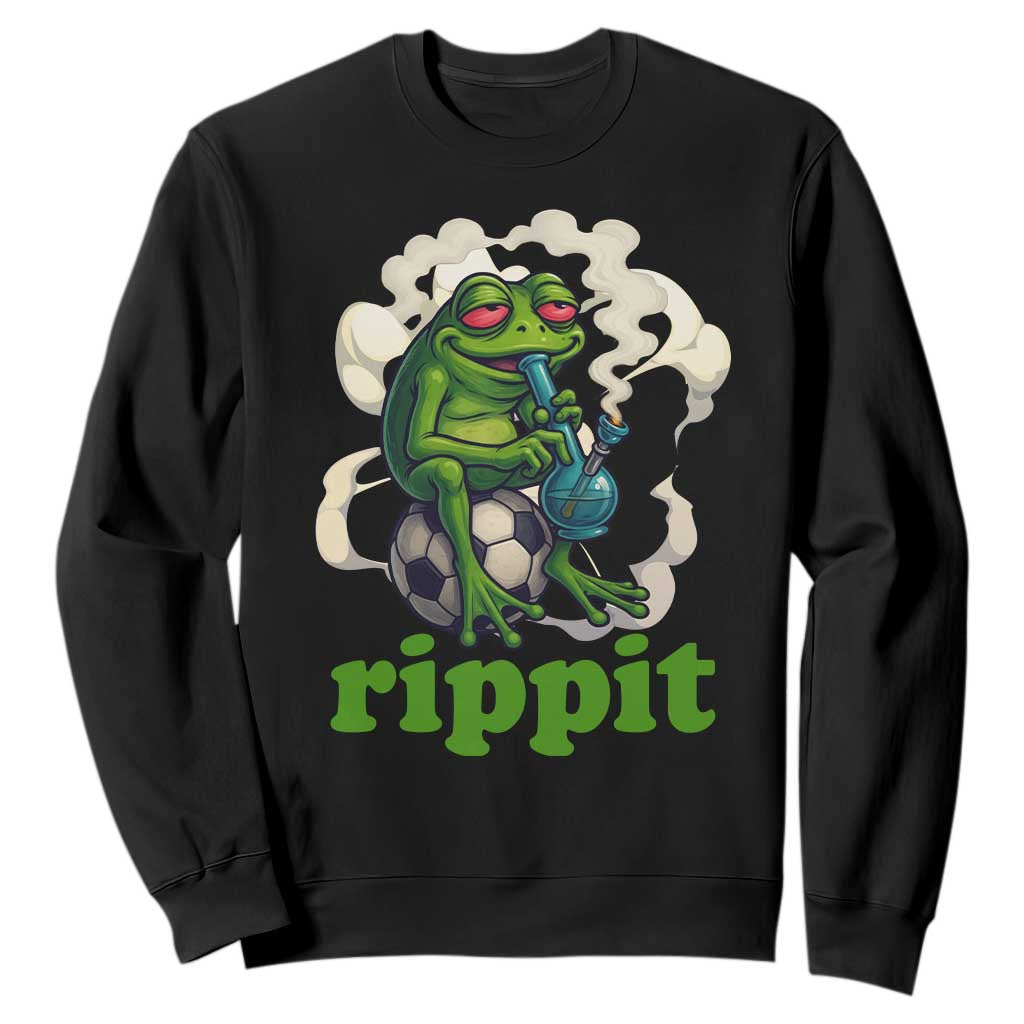 Rippit Stoner Frog Sweatshirt Smoking Weed Pot Marijuana Cannabis 420 TS14 Black Print Your Wear