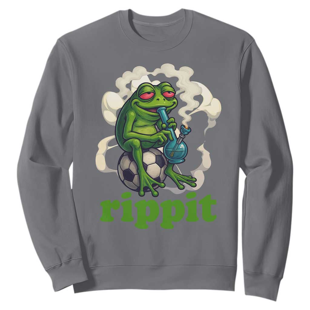 Rippit Stoner Frog Sweatshirt Smoking Weed Pot Marijuana Cannabis 420 TS14 Charcoal Print Your Wear
