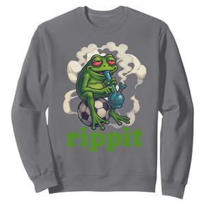 Rippit Stoner Frog Sweatshirt Smoking Weed Pot Marijuana Cannabis 420 TS14 Charcoal Print Your Wear
