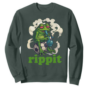 Rippit Stoner Frog Sweatshirt Smoking Weed Pot Marijuana Cannabis 420 TS14 Dark Forest Green Print Your Wear