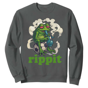 Rippit Stoner Frog Sweatshirt Smoking Weed Pot Marijuana Cannabis 420 TS14 Dark Heather Print Your Wear