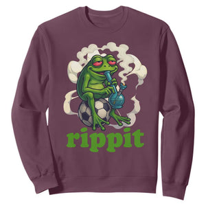 Rippit Stoner Frog Sweatshirt Smoking Weed Pot Marijuana Cannabis 420 TS14 Maroon Print Your Wear