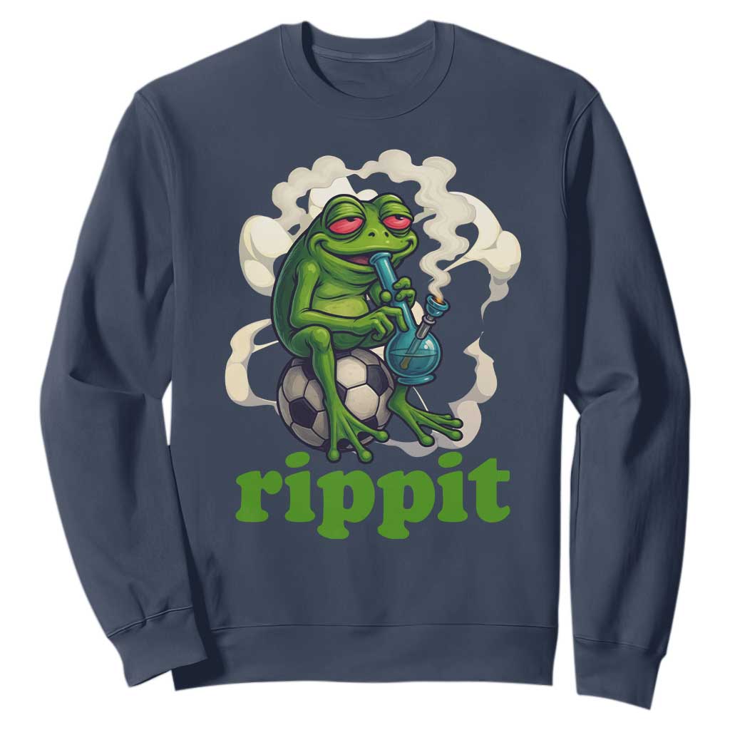 Rippit Stoner Frog Sweatshirt Smoking Weed Pot Marijuana Cannabis 420 TS14 Navy Print Your Wear