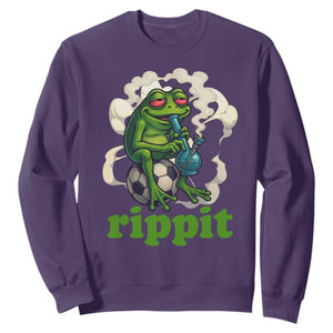 Rippit Stoner Frog Sweatshirt Smoking Weed Pot Marijuana Cannabis 420 TS14 Purple Print Your Wear