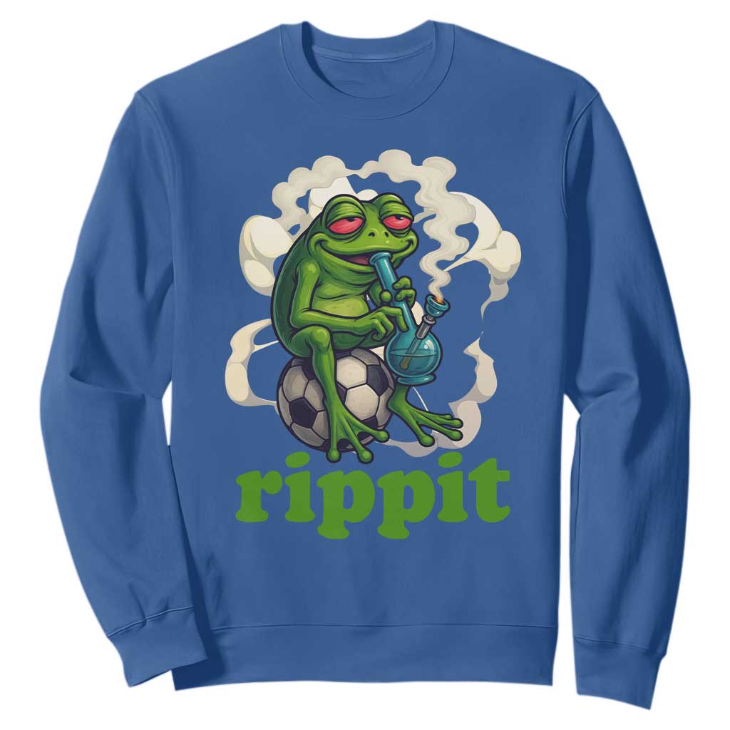 Rippit Stoner Frog Sweatshirt Smoking Weed Pot Marijuana Cannabis 420 TS14 Royal Blue Print Your Wear