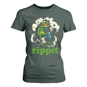 Rippit Stoner Frog T Shirt For Women Smoking Weed Pot Marijuana Cannabis 420 TS14 Dark Forest Green Print Your Wear