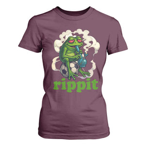 Rippit Stoner Frog T Shirt For Women Smoking Weed Pot Marijuana Cannabis 420 TS14 Maroon Print Your Wear