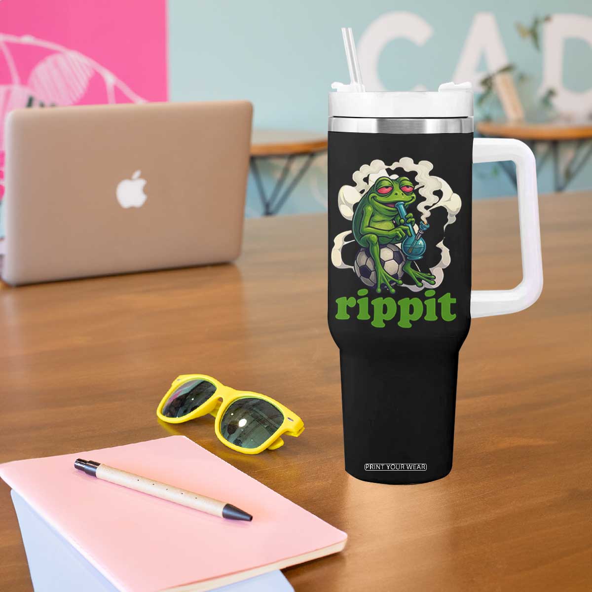 Rippit Stoner Frog Tumbler With Handle Smoking Weed Pot Marijuana Cannabis 420 TS14 Print Your Wear