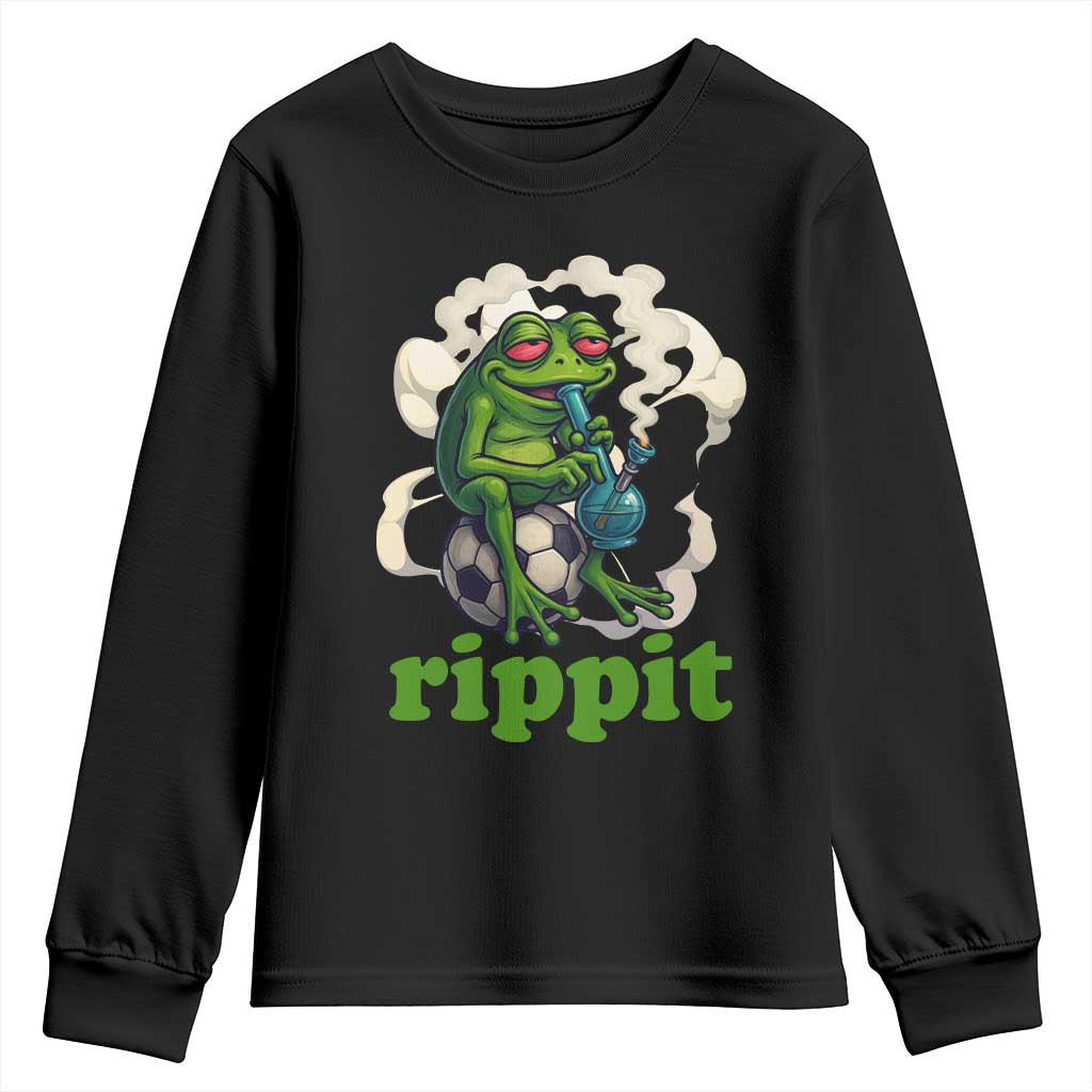 Rippit Stoner Frog Youth Sweatshirt Smoking Weed Pot Marijuana Cannabis 420 TS14 Black Print Your Wear