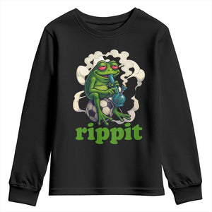 Rippit Stoner Frog Youth Sweatshirt Smoking Weed Pot Marijuana Cannabis 420 TS14 Black Print Your Wear