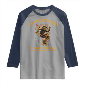 Funny Skeleton Electrician Raglan Shirt I Am An Electrician If I Dance Without Music TS14 Sport Gray Navy Print Your Wear