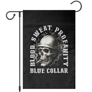 Skull Smoking Garden Flag Blood Sweat Profanity Blue Collar TS14 Black Print Your Wear