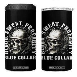 Skull Smoking 4 in 1 Can Cooler Tumbler Blood Sweat Profanity Blue Collar TS14 One Size: 16 oz Black Print Your Wear