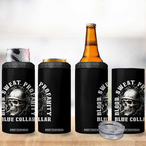 Skull Smoking 4 in 1 Can Cooler Tumbler Blood Sweat Profanity Blue Collar TS14 Print Your Wear