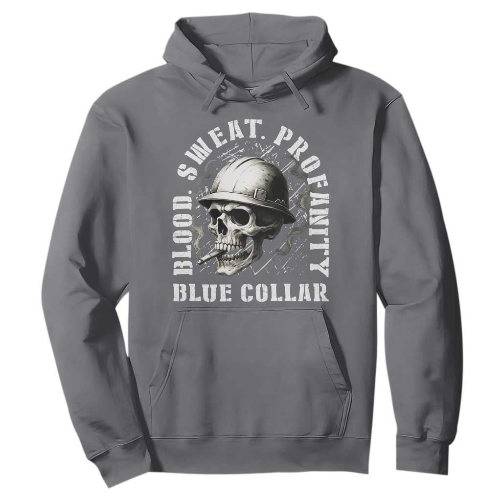 Skull Smoking Hoodie Blood Sweat Profanity Blue Collar TS14 Charcoal Print Your Wear