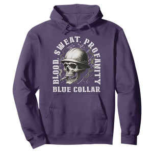 Skull Smoking Hoodie Blood Sweat Profanity Blue Collar TS14 Purple Print Your Wear