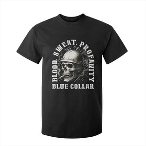 Skull Smoking T Shirt For Kid Blood Sweat Profanity Blue Collar TS14 Black Print Your Wear