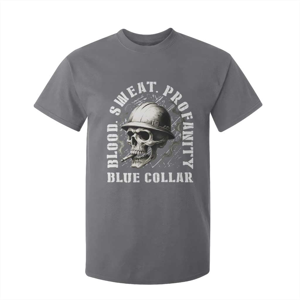 Skull Smoking T Shirt For Kid Blood Sweat Profanity Blue Collar TS14 Charcoal Print Your Wear