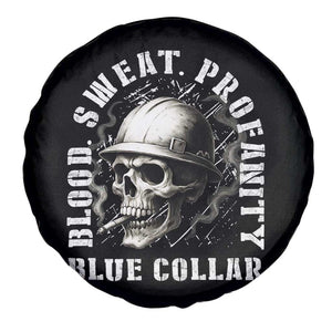 Skull Smoking Spare Tire Cover Blood Sweat Profanity Blue Collar TS14 Print Your Wear