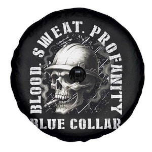 Skull Smoking Spare Tire Cover Blood Sweat Profanity Blue Collar TS14 Print Your Wear