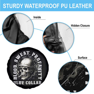 Skull Smoking Spare Tire Cover Blood Sweat Profanity Blue Collar TS14 Print Your Wear