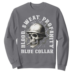 Skull Smoking Sweatshirt Blood Sweat Profanity Blue Collar TS14 Charcoal Print Your Wear