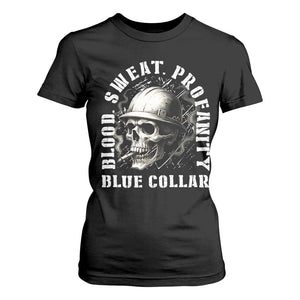 Skull Smoking T Shirt For Women Blood Sweat Profanity Blue Collar TS14 Black Print Your Wear