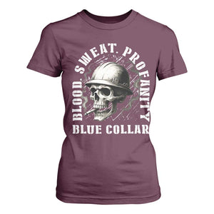 Skull Smoking T Shirt For Women Blood Sweat Profanity Blue Collar TS14 Maroon Print Your Wear