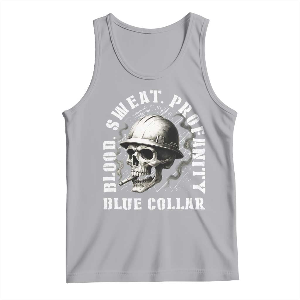 Skull Smoking Tank Top Blood Sweat Profanity Blue Collar TS14 Athletic Heather Print Your Wear