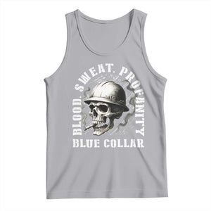 Skull Smoking Tank Top Blood Sweat Profanity Blue Collar TS14 Athletic Heather Print Your Wear