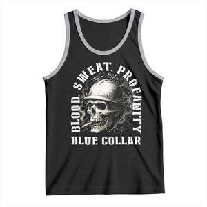 Skull Smoking Tank Top Blood Sweat Profanity Blue Collar TS14 Black Athletic Heather Print Your Wear