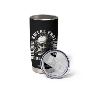 Skull Smoking Tumbler Cup Blood Sweat Profanity Blue Collar TS14 Print Your Wear
