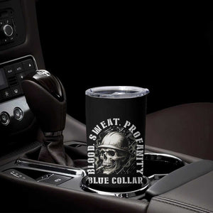 Skull Smoking Tumbler Cup Blood Sweat Profanity Blue Collar TS14 Print Your Wear