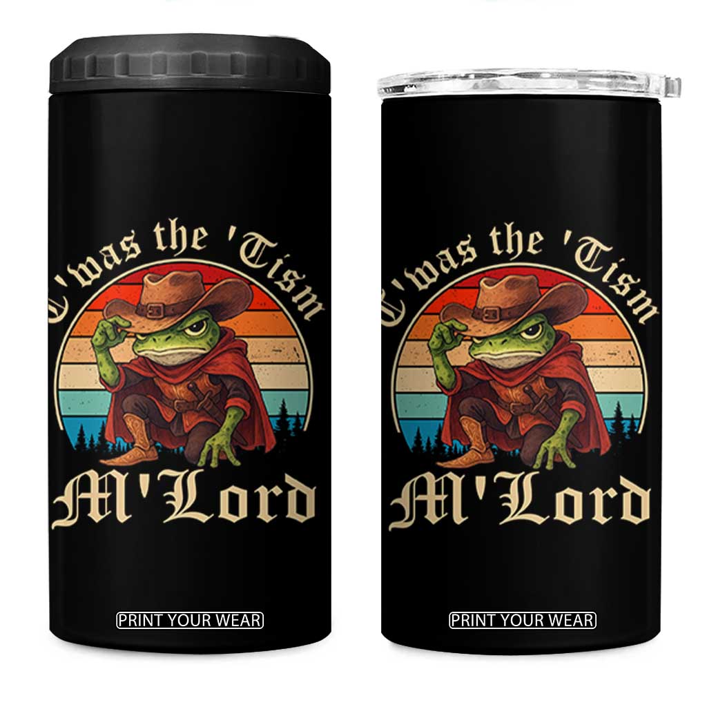 Funny Frog Autism 4 in 1 Can Cooler Tumbler T'was The 'Tism M'Lord TS14 One Size: 16 oz Black Print Your Wear