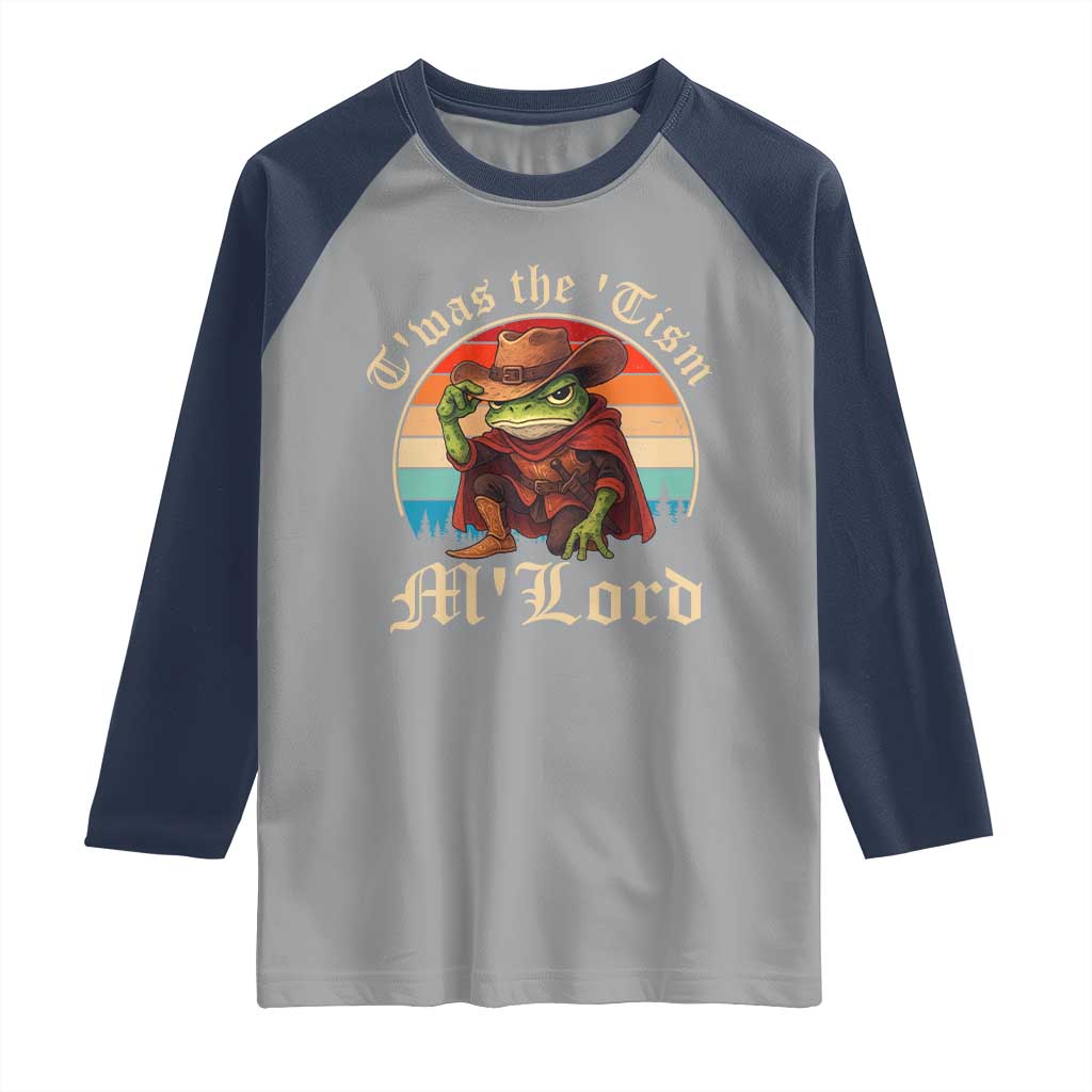 Funny Frog Autism Raglan Shirt T'was The 'Tism M'Lord TS14 Sport Gray Navy Print Your Wear