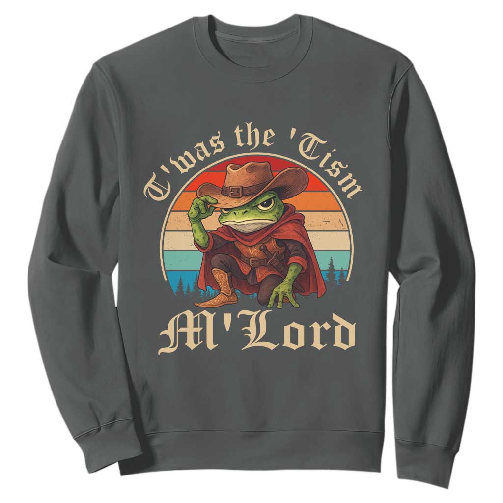 Funny Frog Autism Sweatshirt T'was The 'Tism M'Lord TS14 Dark Heather Print Your Wear