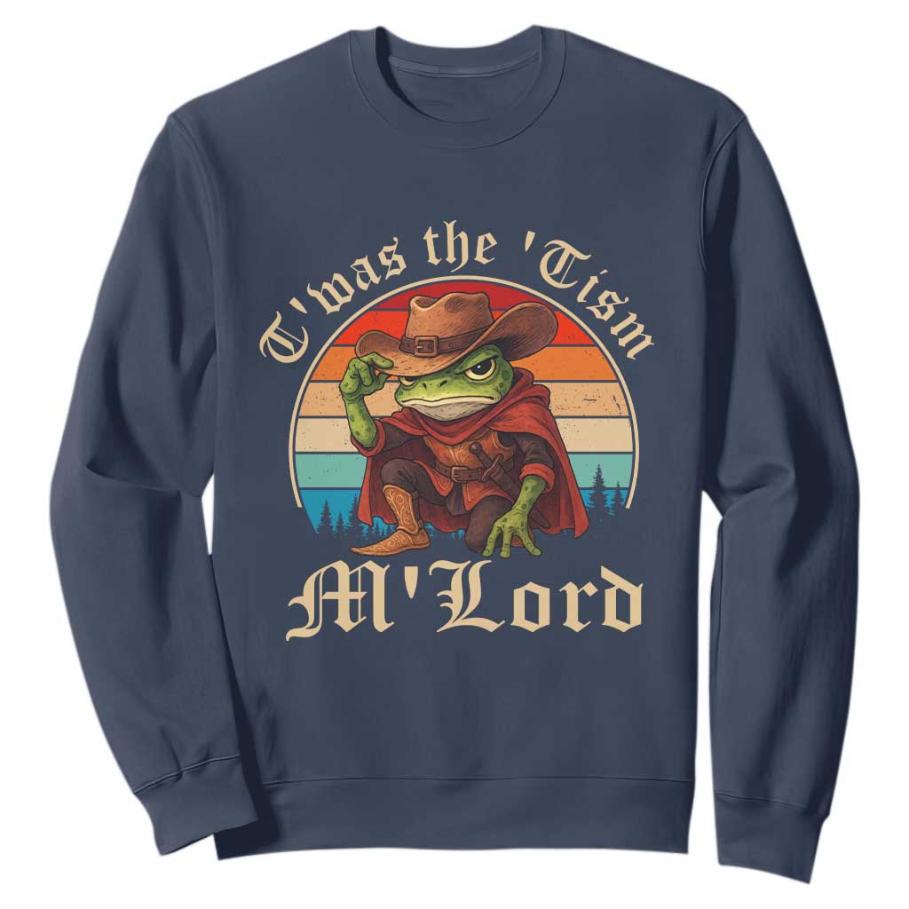 Funny Frog Autism Sweatshirt T'was The 'Tism M'Lord TS14 Navy Print Your Wear