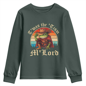 Funny Frog Autism Youth Sweatshirt T'was The 'Tism M'Lord TS14 Dark Forest Green Print Your Wear