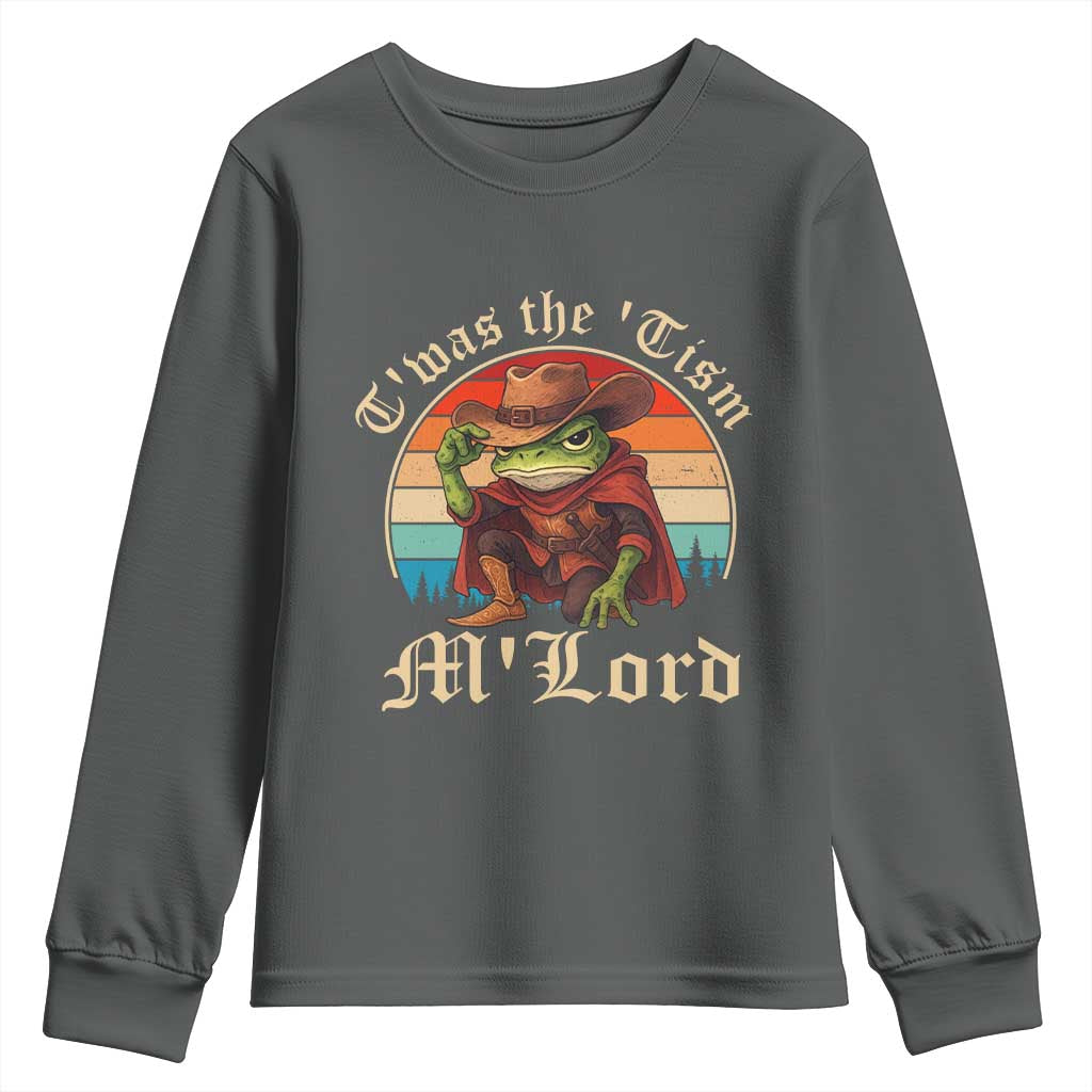 Funny Frog Autism Youth Sweatshirt T'was The 'Tism M'Lord TS14 Dark Heather Print Your Wear