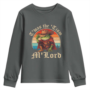 Funny Frog Autism Youth Sweatshirt T'was The 'Tism M'Lord TS14 Dark Heather Print Your Wear